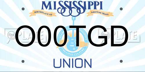 O00TGD Mississippi License Plate