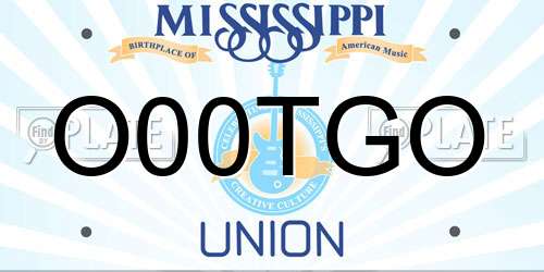 O00TGO Mississippi License Plate