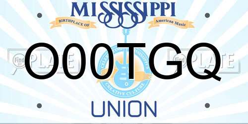 O00TGQ Mississippi License Plate