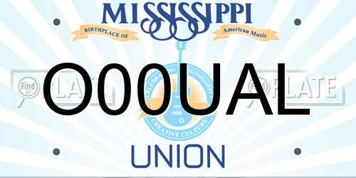 O00UAL Mississippi License Plate