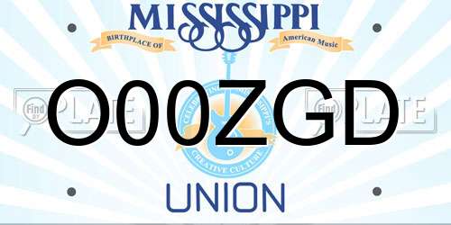 O00ZGD Mississippi License Plate