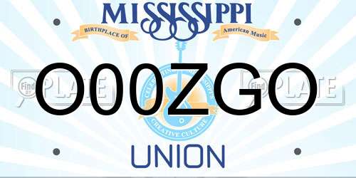 O00ZGO Mississippi License Plate