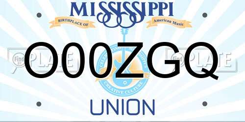 O00ZGQ Mississippi License Plate