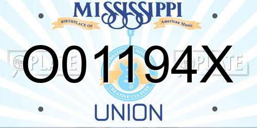 O01194X Mississippi License Plate