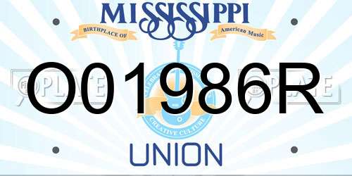 O01986R Mississippi License Plate