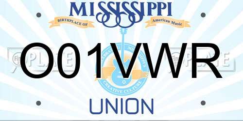 O01VWR Mississippi License Plate