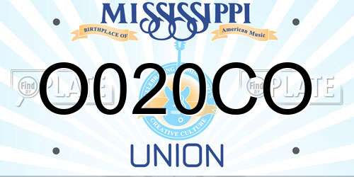 O020CO Mississippi License Plate