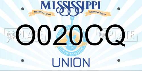 O020CQ Mississippi License Plate