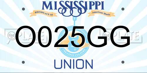O025GG Mississippi License Plate