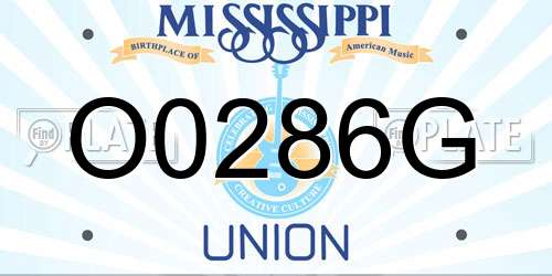 O0286G Mississippi License Plate