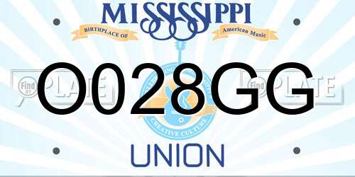O028GG Mississippi License Plate