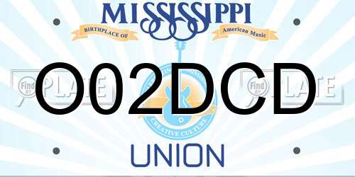 O02DCD Mississippi License Plate