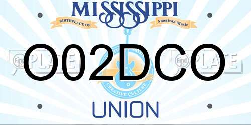 O02DCO Mississippi License Plate