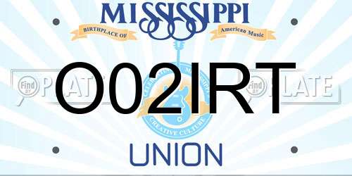 O02IRT Mississippi License Plate