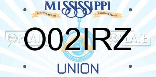 O02IRZ Mississippi License Plate