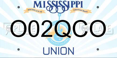 O02QCO Mississippi License Plate
