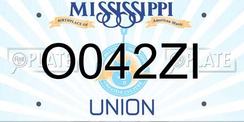 O042ZI Mississippi License Plate