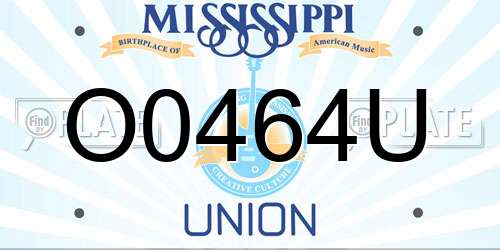 O0464U Mississippi License Plate