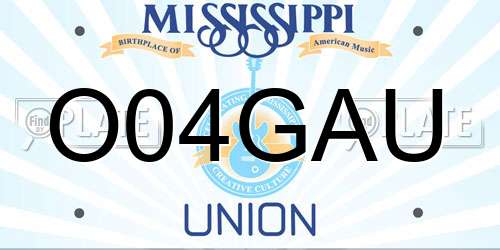 O04GAU Mississippi License Plate