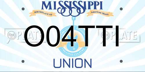 O04TTI Mississippi License Plate