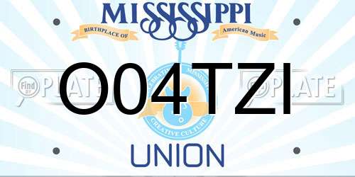 O04TZI Mississippi License Plate