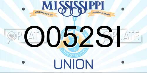 O052SI Mississippi License Plate