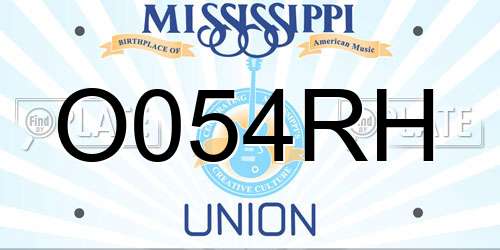 O054RH Mississippi License Plate