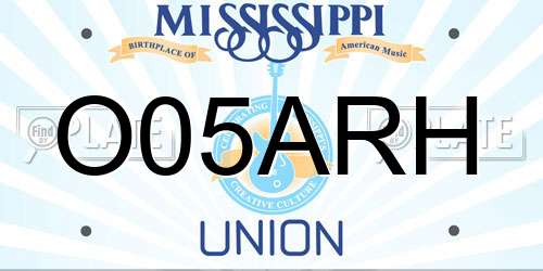 O05ARH Mississippi License Plate