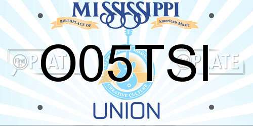 O05TSI Mississippi License Plate
