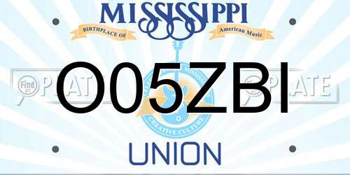 O05ZBI Mississippi License Plate