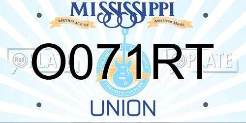O071RT Mississippi License Plate