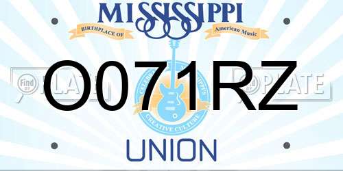 O071RZ Mississippi License Plate