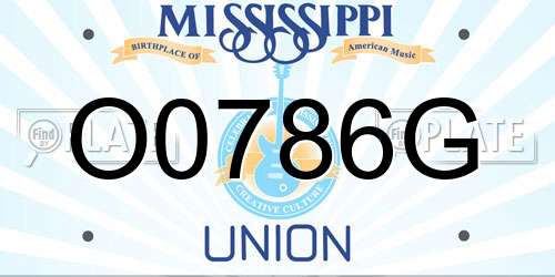 O0786G Mississippi License Plate