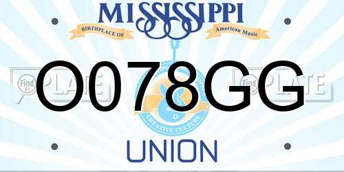 O078GG Mississippi License Plate