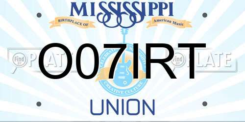 O07IRT Mississippi License Plate