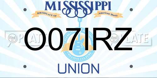 O07IRZ Mississippi License Plate