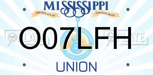 O07LFH Mississippi License Plate