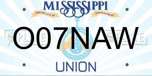 O07NAW Mississippi License Plate