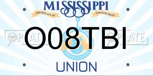 O08TBI Mississippi License Plate
