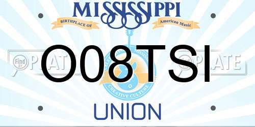 O08TSI Mississippi License Plate