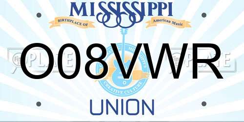 O08VWR Mississippi License Plate