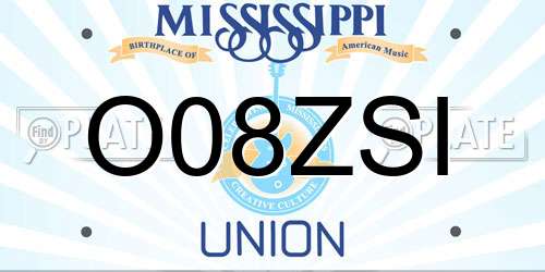O08ZSI Mississippi License Plate