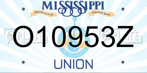 O10953Z Mississippi License Plate
