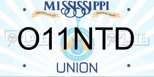 O11NTD Mississippi License Plate