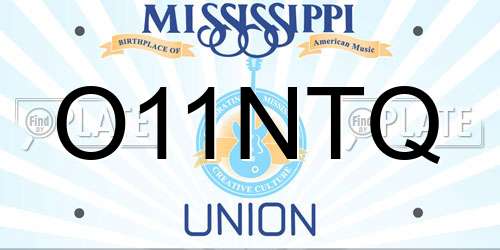 O11NTQ Mississippi License Plate