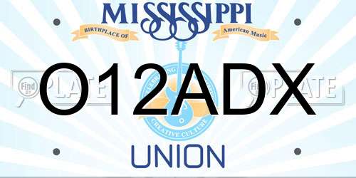 O12ADX Mississippi License Plate