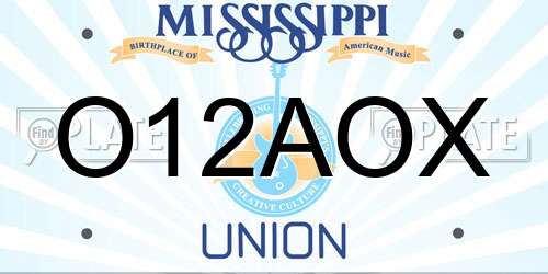 O12AOX Mississippi License Plate