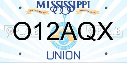 O12AQX Mississippi License Plate