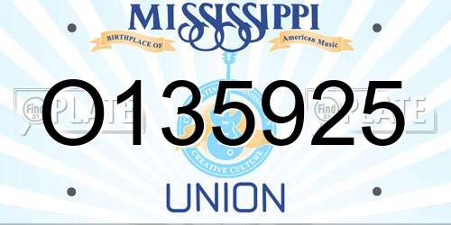 O135925 Mississippi License Plate
