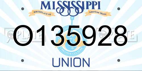 O135928 Mississippi License Plate